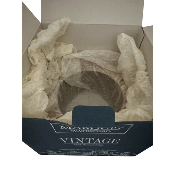 Waterford Marquis Polished Stainless Champagne Ice Bucket 8" Red Leather Handles - Picture 6 of 14